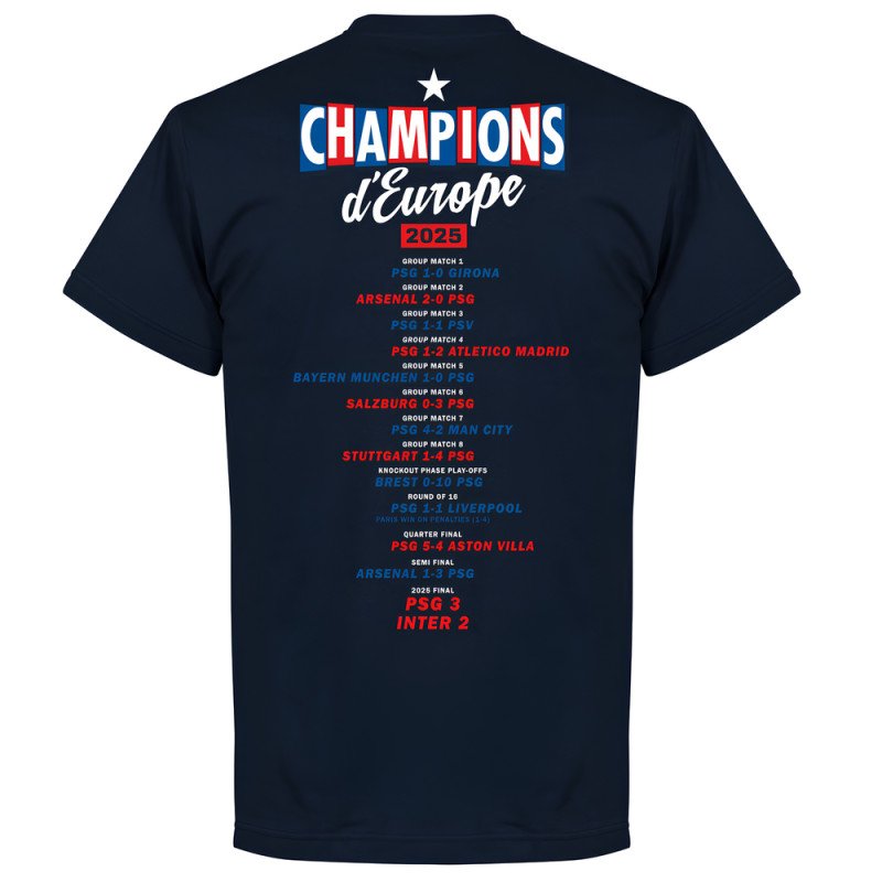 T-Shirt Paris Vainqueur Ligue des Champions 2025T-Shirt Paris Vainqueur Ligue des Champions 2025 - 1 Etoile
